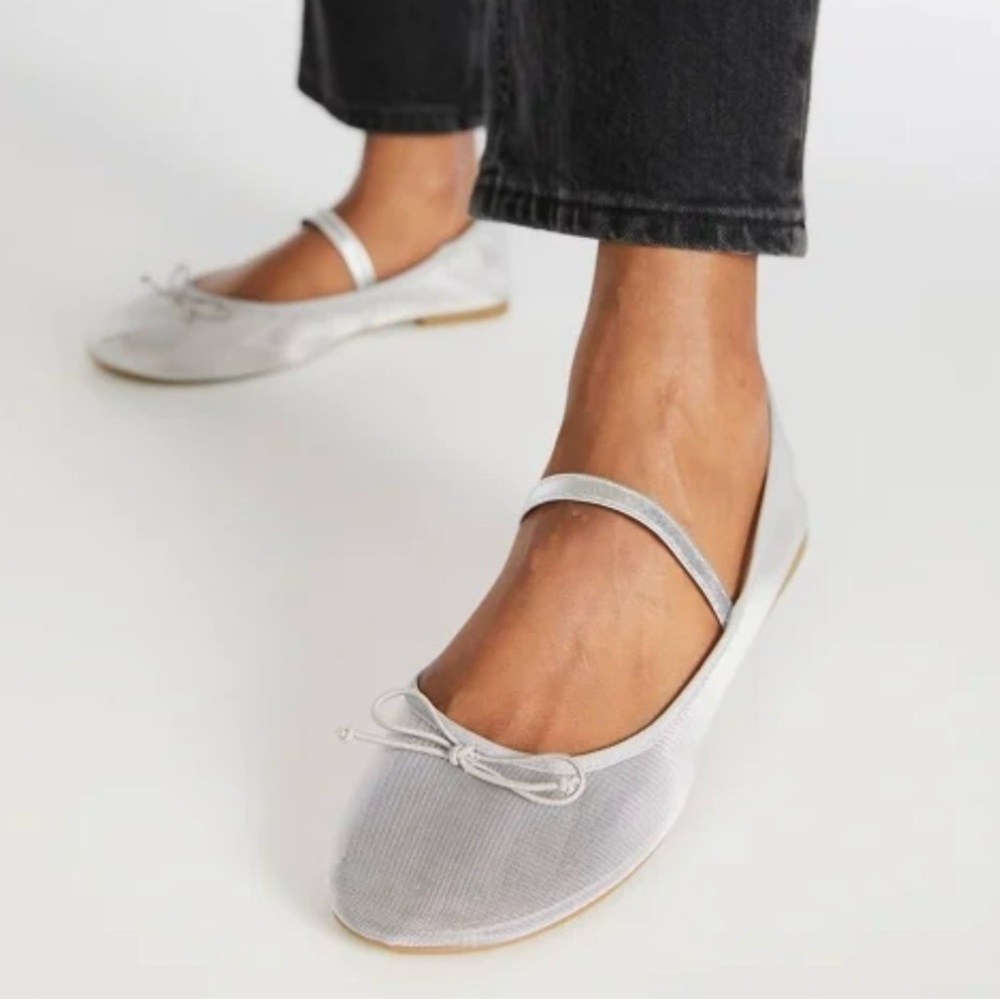JustFab silver Ballet Flats